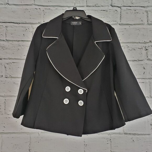 Igigi black and white womens button front blazer size 14/16 - Picture 1 of 7